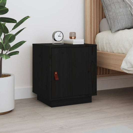 Bedside Table Black 40x34x45 cm Solid Pine