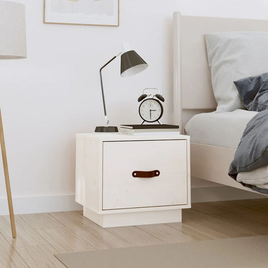 Bedside Table White 40x34x35 cm Solid Pine