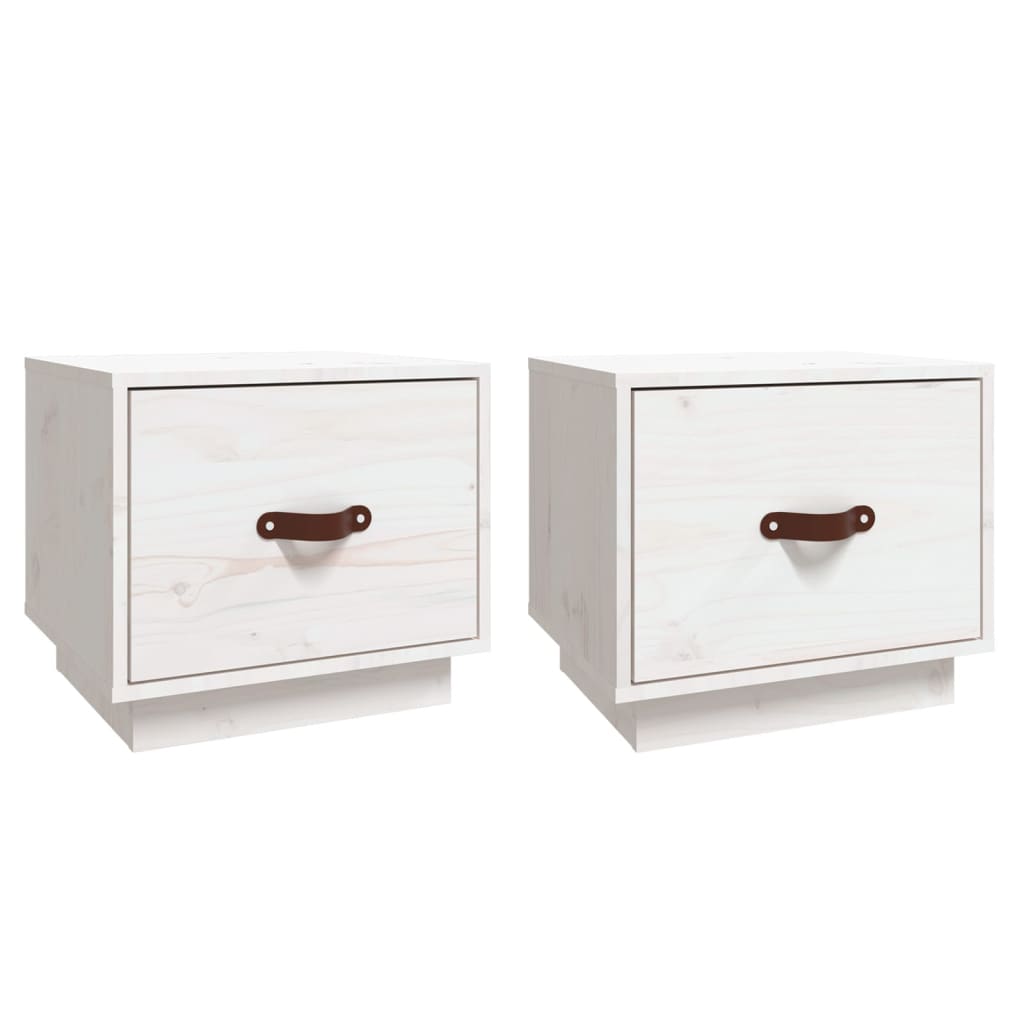 Bedside tables 2 pcs. White 40x34x35 cm solid pine wood