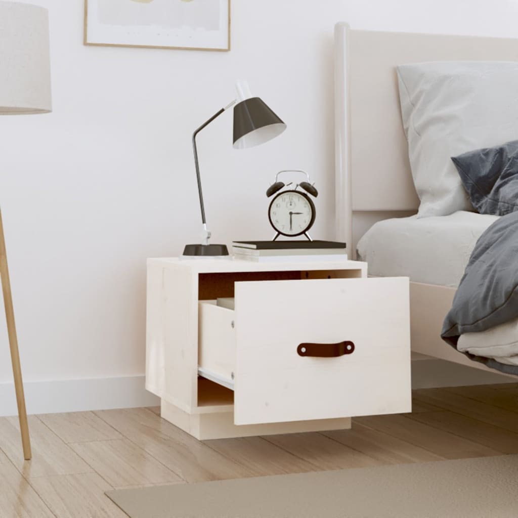 Bedside tables 2 pcs. White 40x34x35 cm solid pine wood
