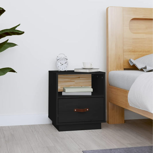 Bedside Table Black 40x34x45 cm Solid Pine