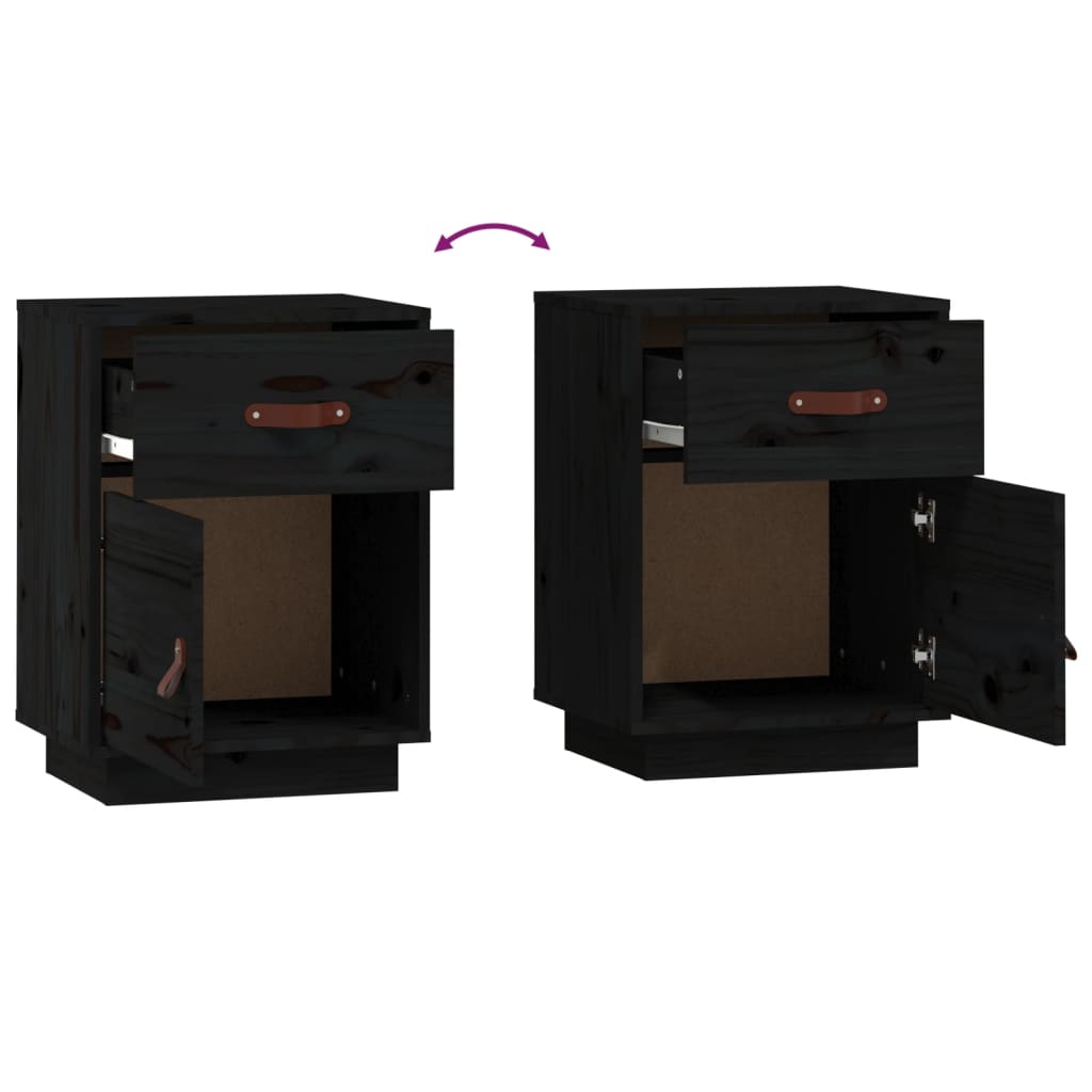 Bedside Table Black 40x34x55 cm Solid Pine