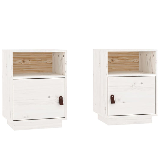 Bedside tables 2 pcs. White 40x34x55 cm solid pine wood