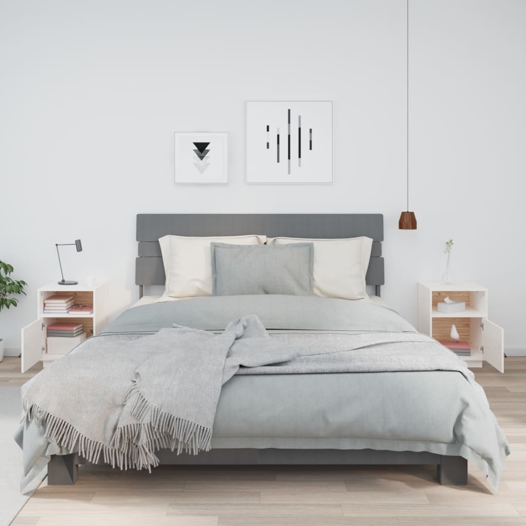 Bedside tables 2 pcs. White 40x34x55 cm solid pine wood