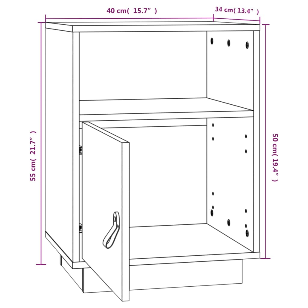 Bedside tables 2 pcs. White 40x34x55 cm solid pine wood