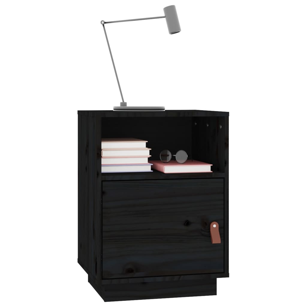 Bedside Table Black 40x34x55 cm Solid Pine