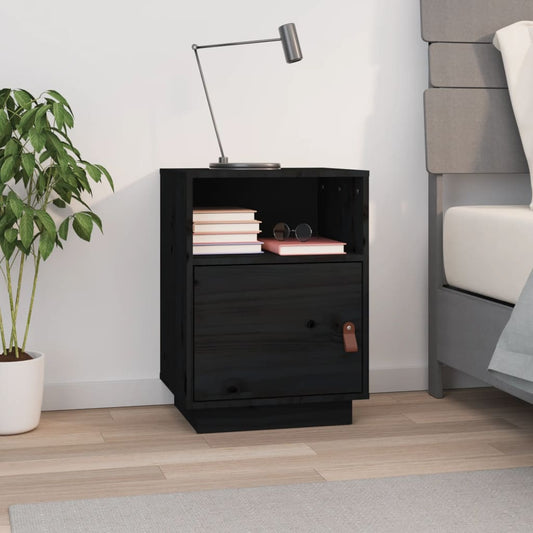 Bedside Table Black 40x34x55 cm Solid Pine