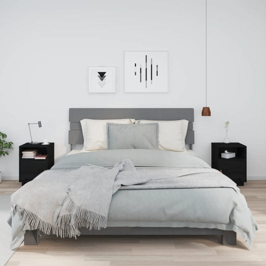 Tables de chevet 2 pcs. Noir 40x34x55 cm en bois de pin massif