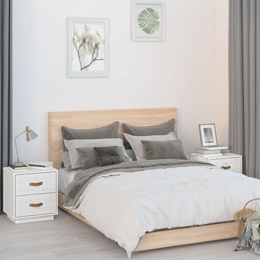 Bedside tables 2 pcs. White 40x34x45 cm solid pine wood