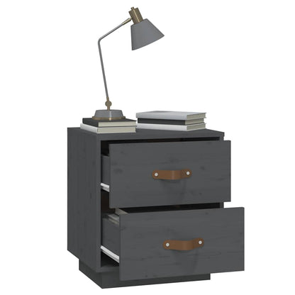 Nachttische 2 Stk. Grau 40x34x45 cm Massivholz Kiefer