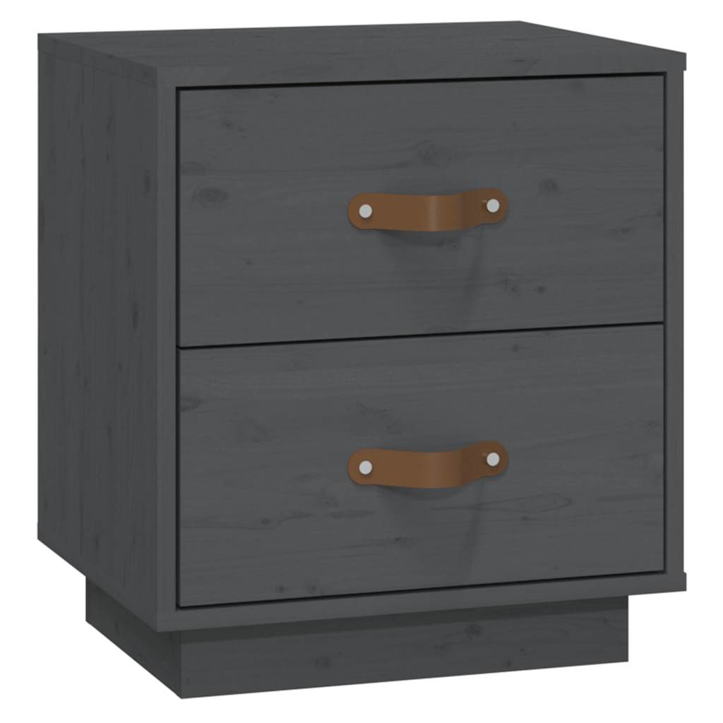 Nachttische 2 Stk. Grau 40x34x45 cm Massivholz Kiefer