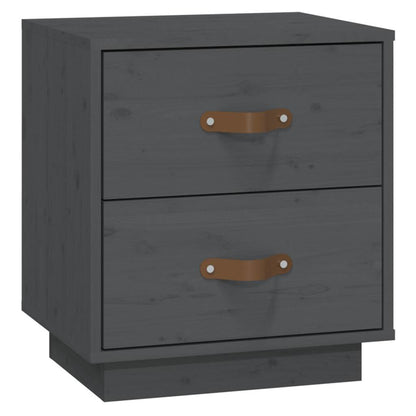 Nachttische 2 Stk. Grau 40x34x45 cm Massivholz Kiefer