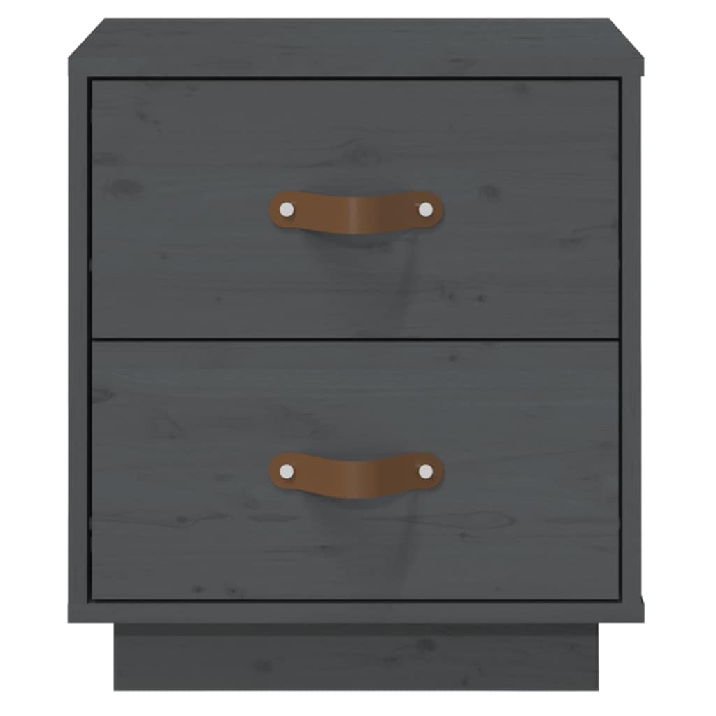Nachttische 2 Stk. Grau 40x34x45 cm Massivholz Kiefer