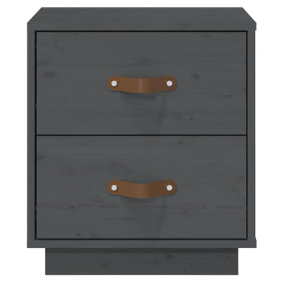 Nachttische 2 Stk. Grau 40x34x45 cm Massivholz Kiefer
