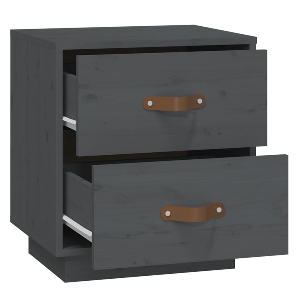 Nachttische 2 Stk. Grau 40x34x45 cm Massivholz Kiefer