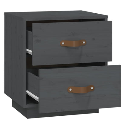 Nachttische 2 Stk. Grau 40x34x45 cm Massivholz Kiefer