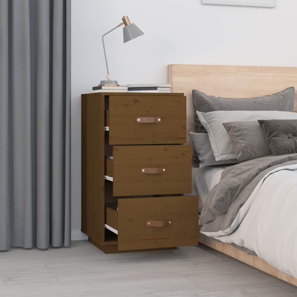 Bedside tables 2 pcs. Honey brown 40x40x75 cm solid pine wood