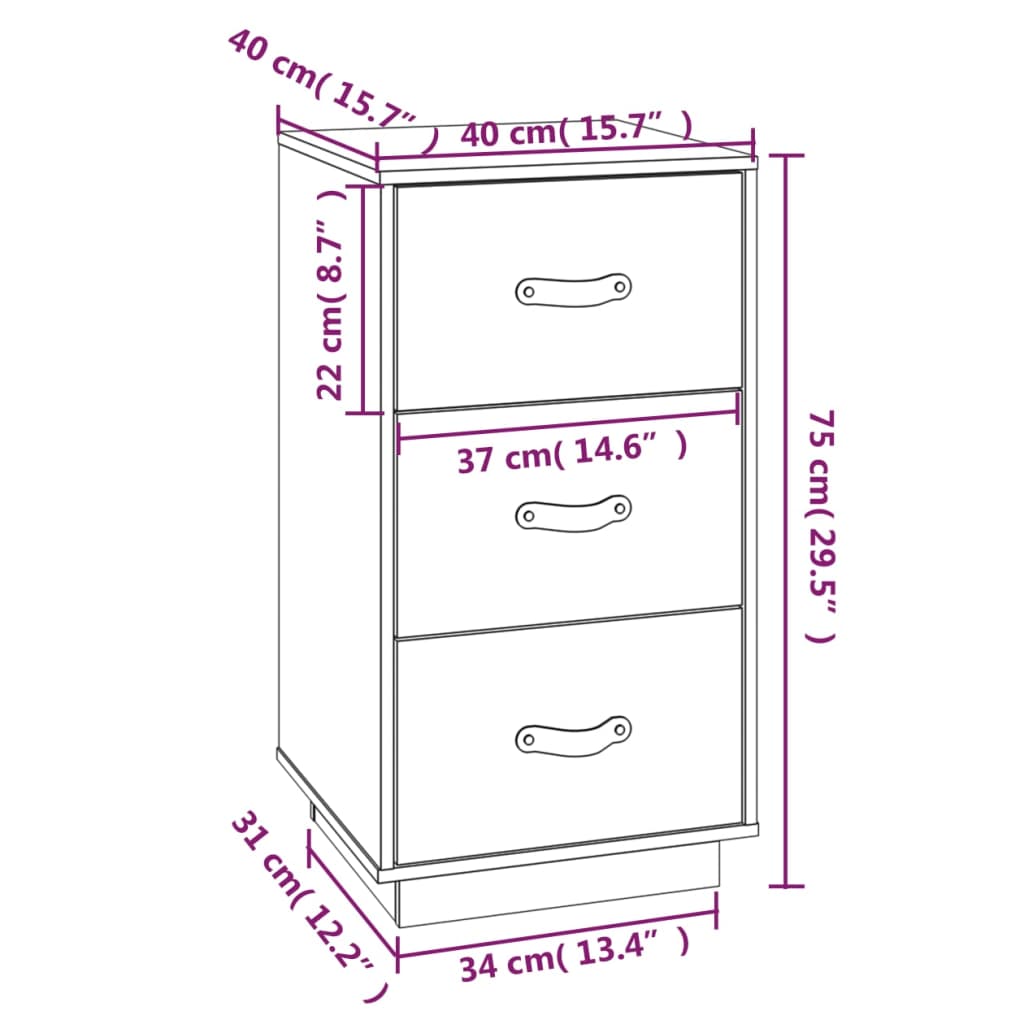 Bedside tables 2 pcs. Honey brown 40x40x75 cm solid pine wood