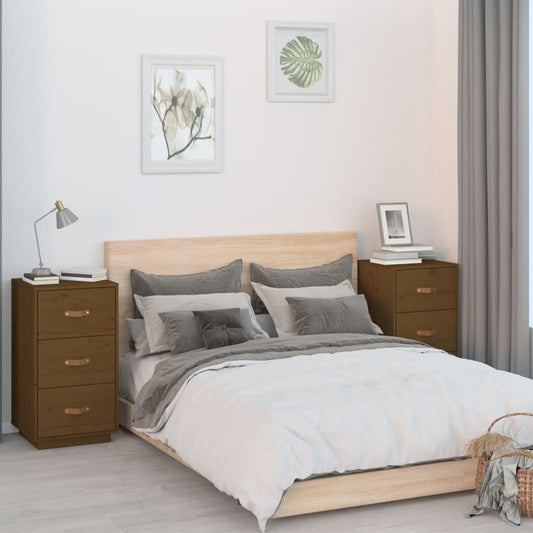 Tables de chevet 2 pcs. marron miel 40x40x75 cm en bois de pin massif