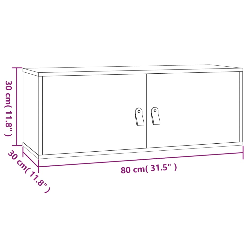 Élément mural blanc 80x30x30 cm en bois de pin massif