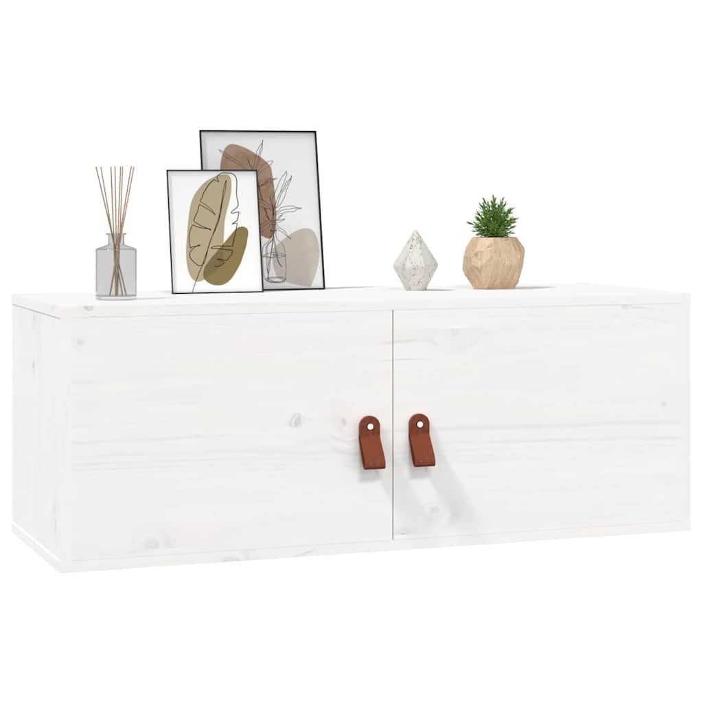 Wandschränke 2 Stk. Weiß 80x30x30 cm Massivholz Kiefer