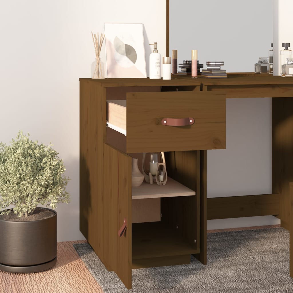 Meuble de bureau marron miel 40x50x75 cm en bois de pin massif