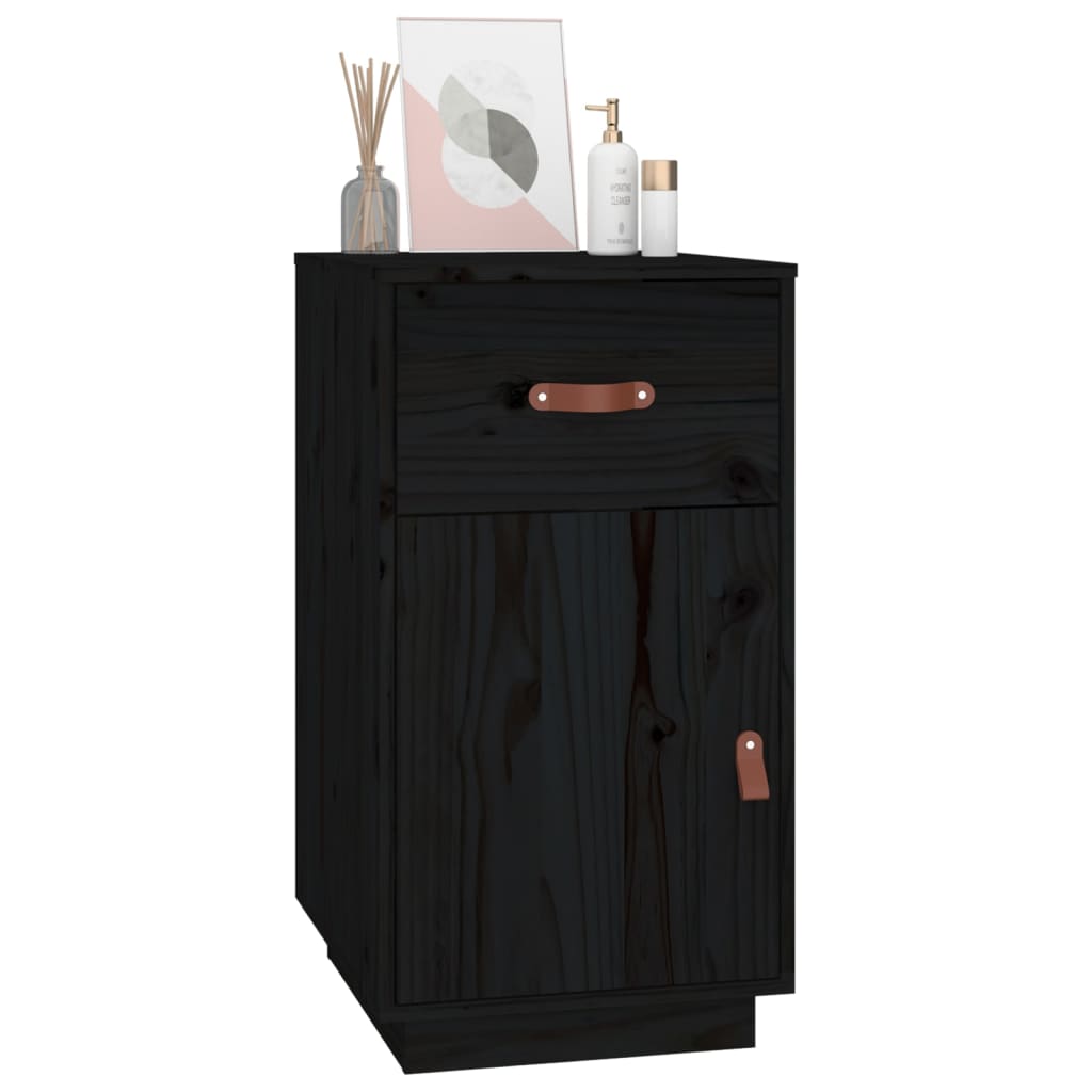 Meuble de bureau noir 40x50x75 cm en bois de pin massif