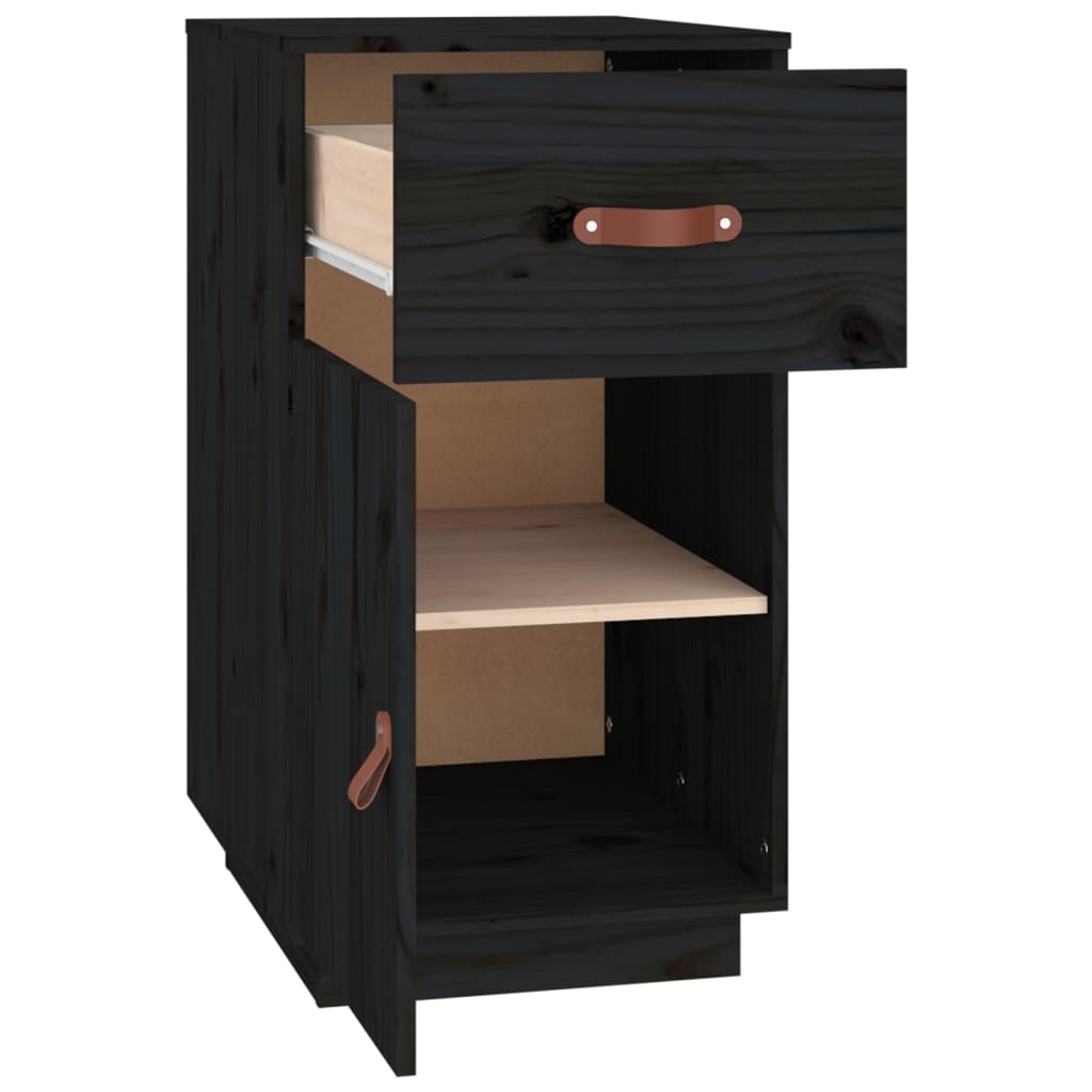 Meuble de bureau noir 40x50x75 cm en bois de pin massif