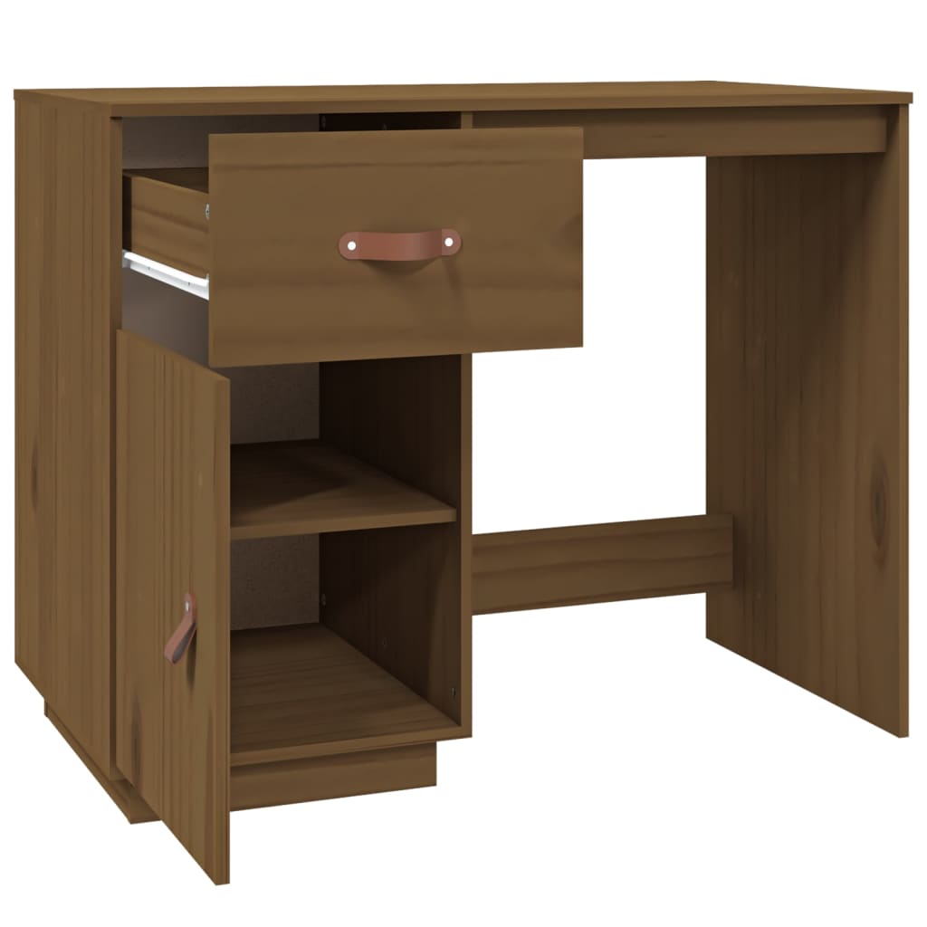 Bureau marron miel 95x50x75cm bois de pin massif