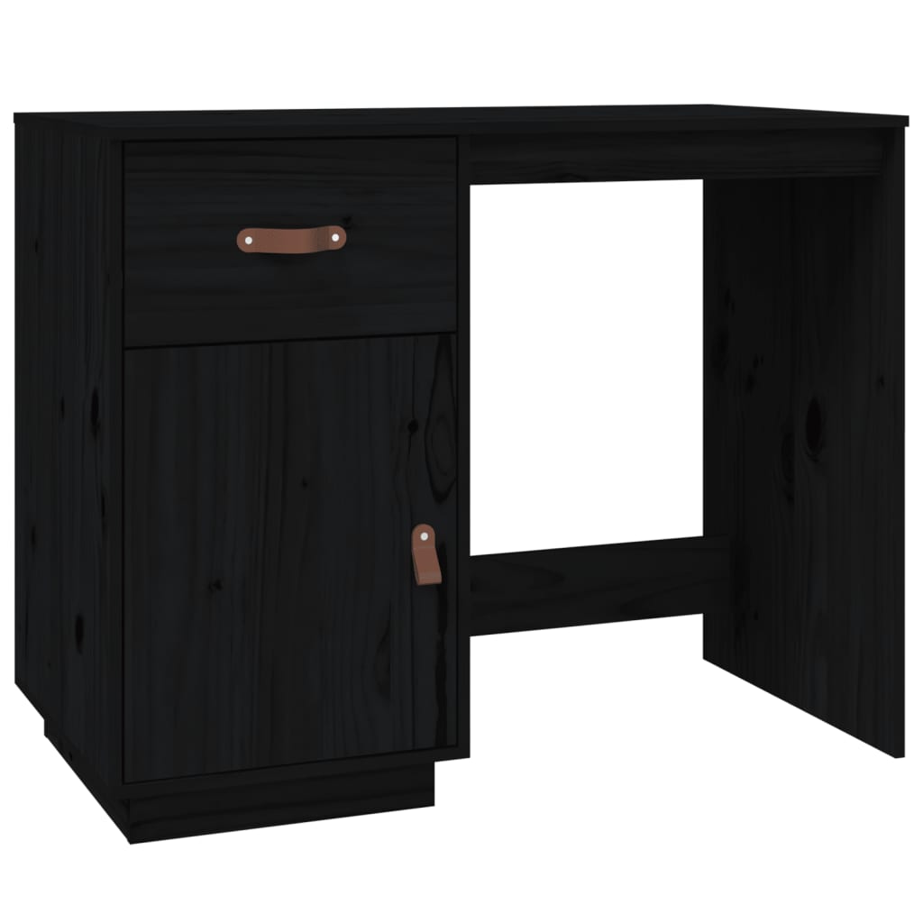 Bureau noir 95x50x75cm bois de pin massif