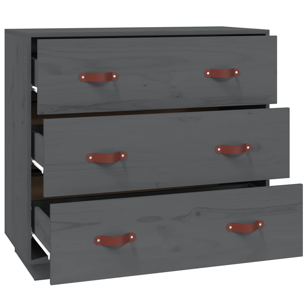 Sideboard Grau 80x40x75 cm Massivholz Kiefer