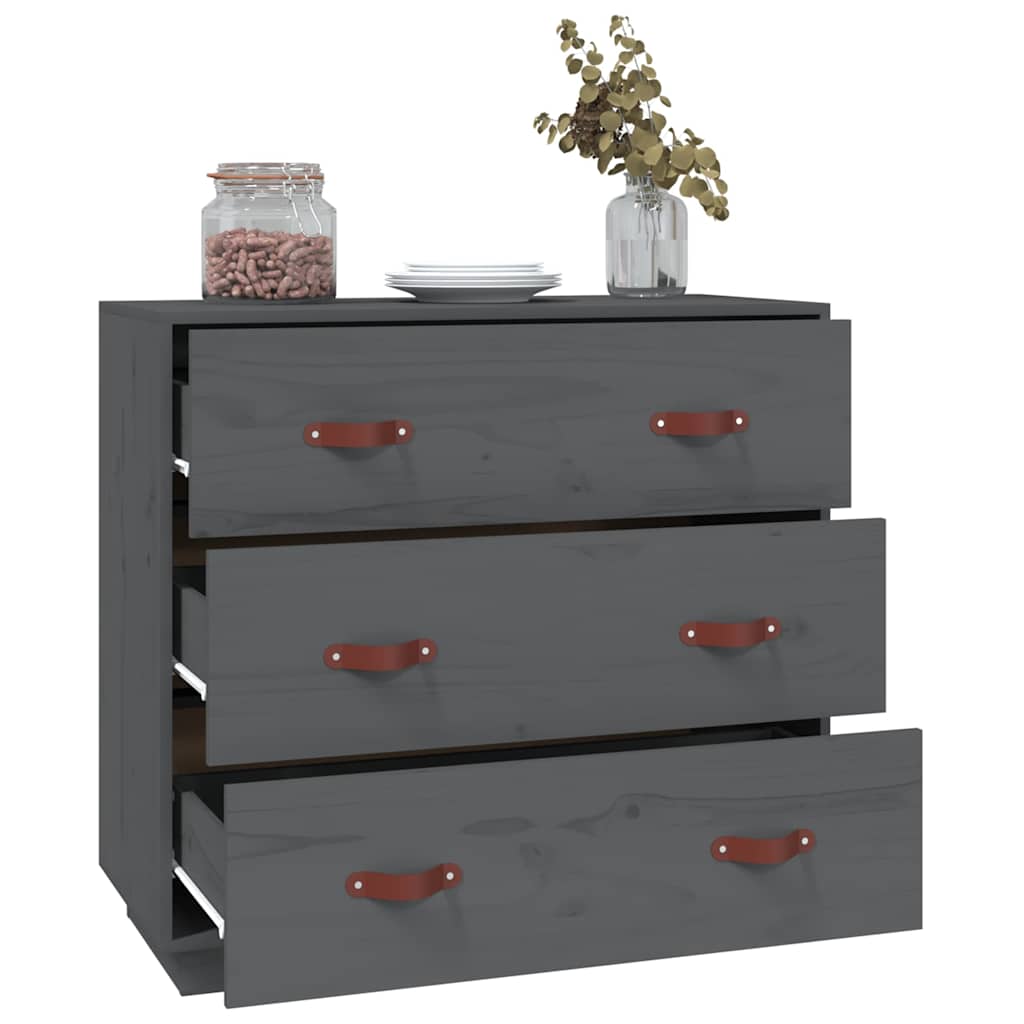 Sideboard Grau 80x40x75 cm Massivholz Kiefer