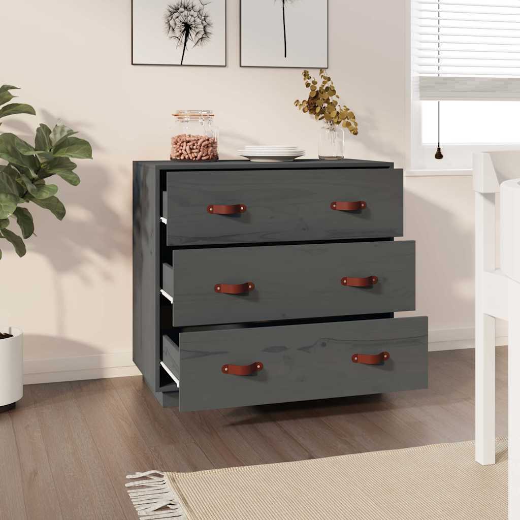 Sideboard Grau 80x40x75 cm Massivholz Kiefer