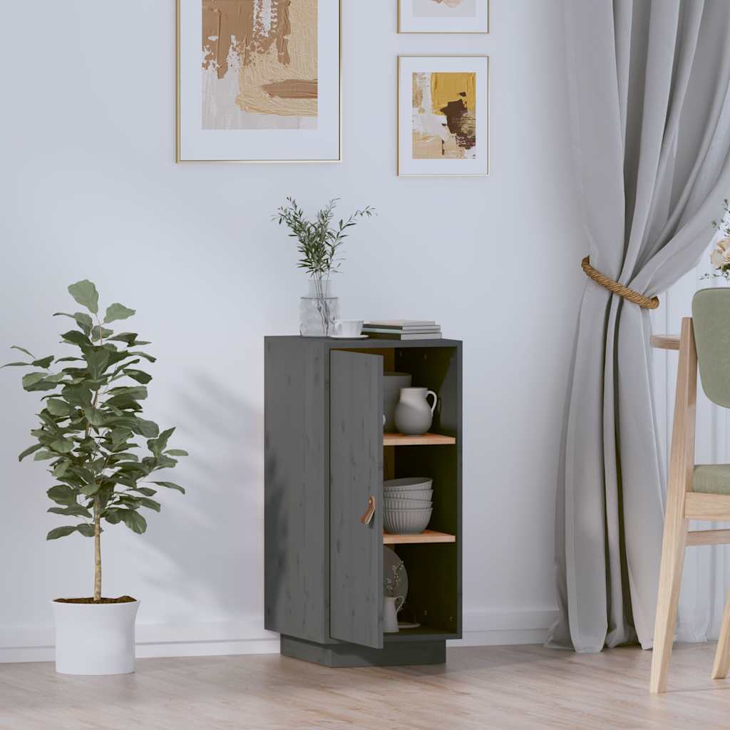 Sideboard Grau 34x40x75 cm Massivholz Kiefer