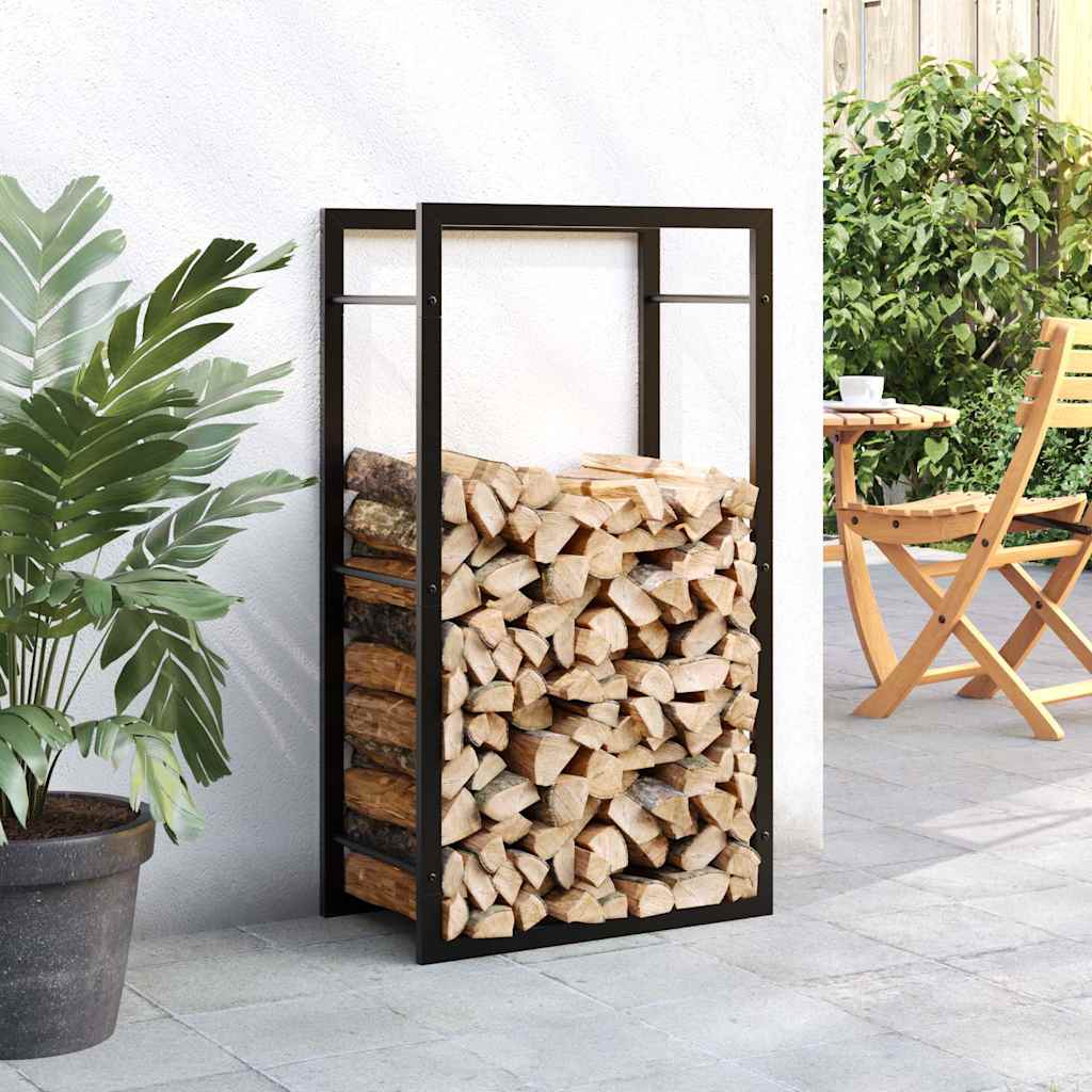 Brennholzregal Mattschwarz 50x28x94 cm Stahl