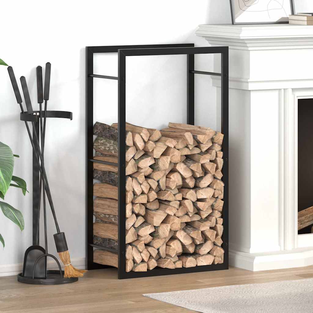 Brennholzregal Mattschwarz 50x28x94 cm Stahl