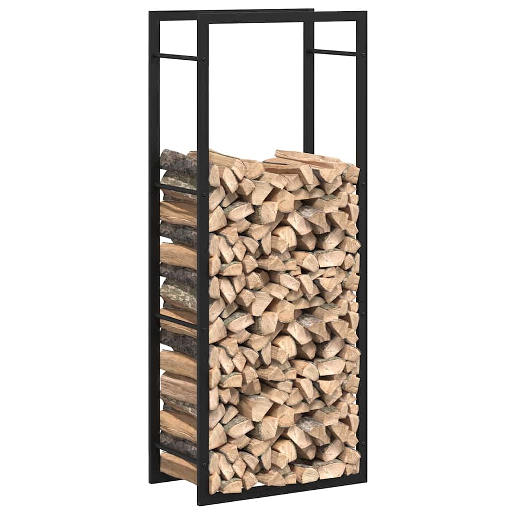 Brennholzregal Mattschwarz 50x28x132 cm Stahl
