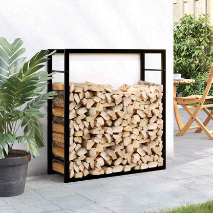 Brennholzregal Mattschwarz 80x28x86 cm Stahl