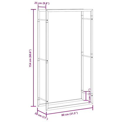 Brennholzregal Mattschwarz 80 x 28 x 154 cm Stahl