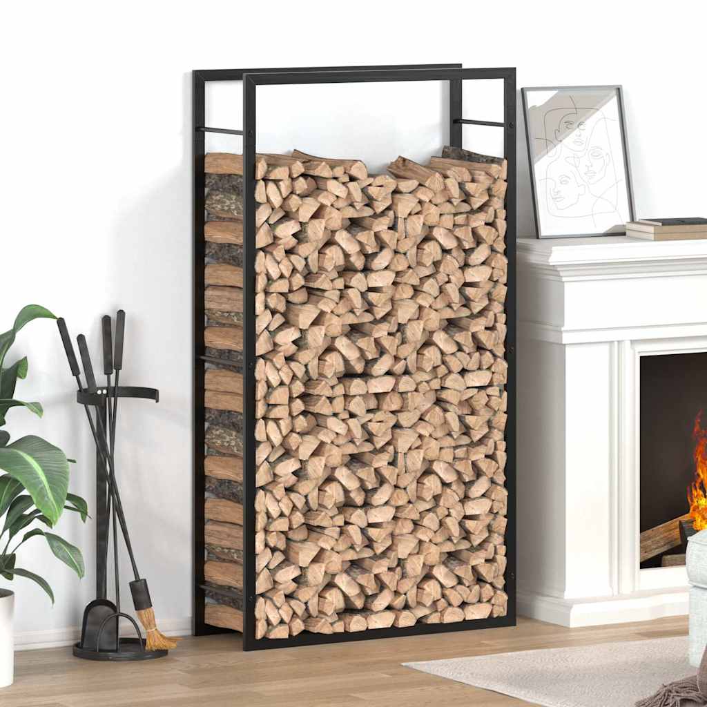 Brennholzregal Mattschwarz 80 x 28 x 154 cm Stahl