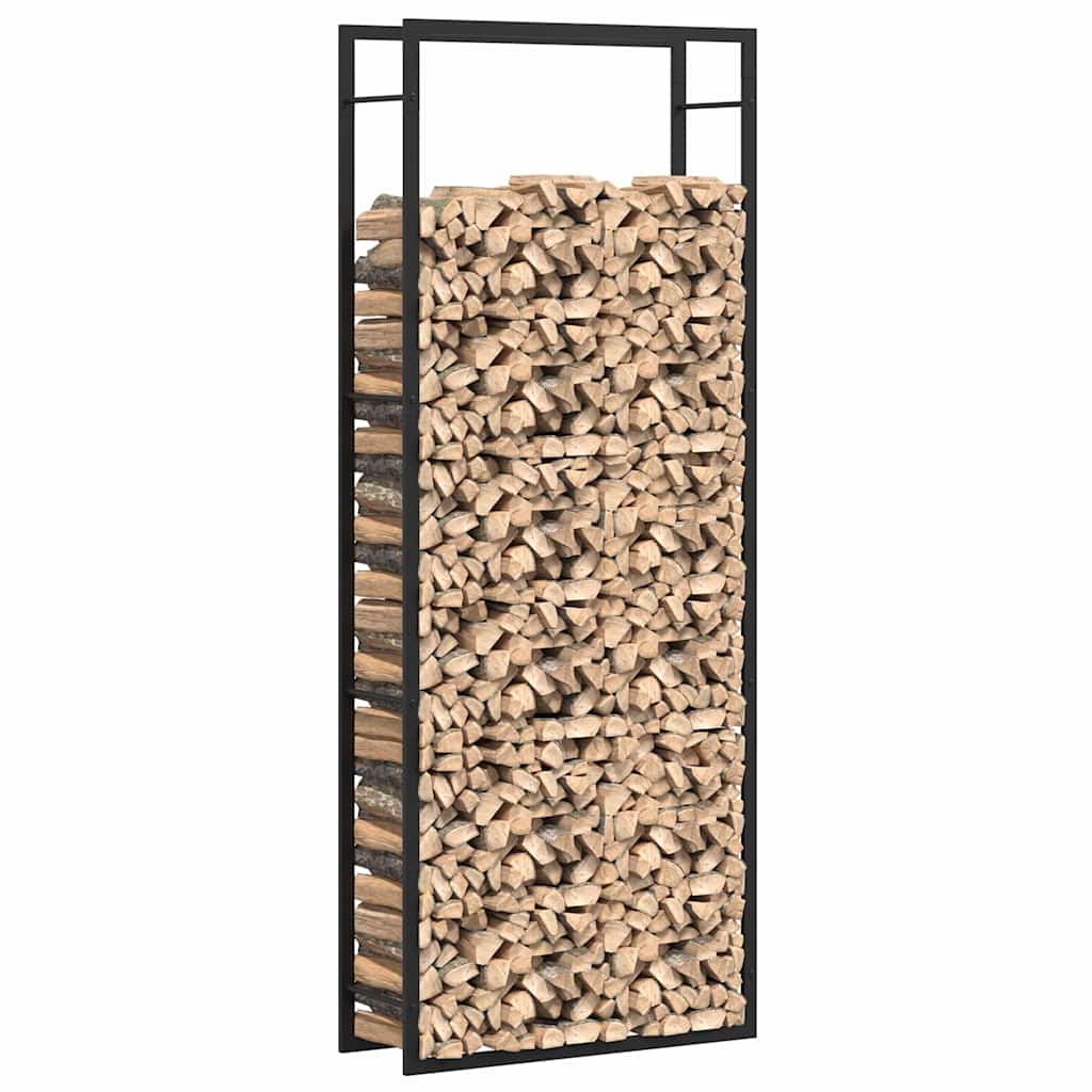 Brennholzregal Mattschwarz 80 x 28 x 222 cm Stahl