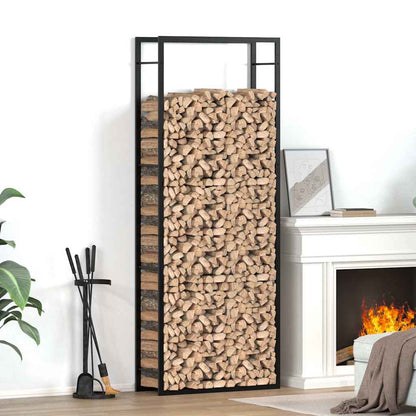 Brennholzregal Mattschwarz 80 x 28 x 222 cm Stahl