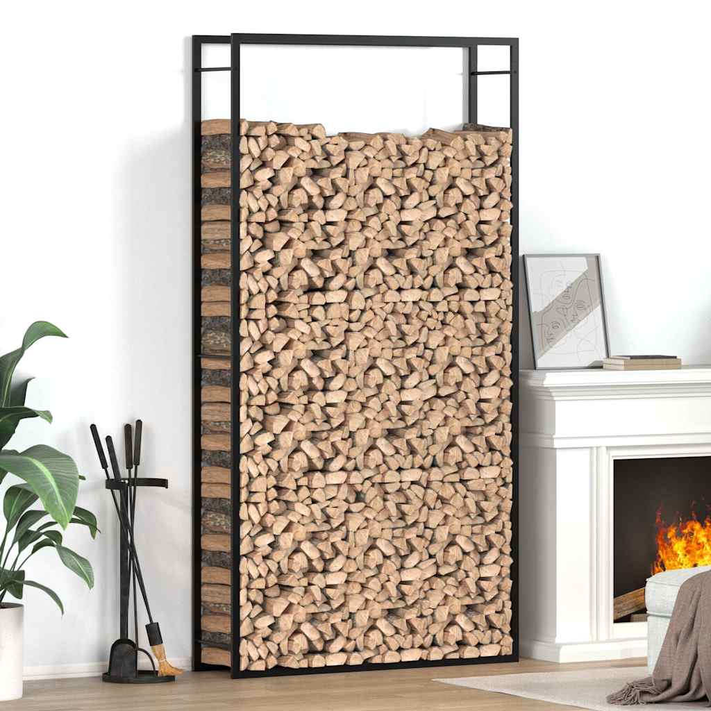 Brennholzregal Mattschwarz 110x28x214 cm Stahl