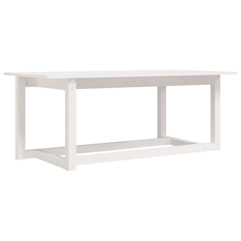 Table basse blanche 110x55x45 cm en bois de pin massif