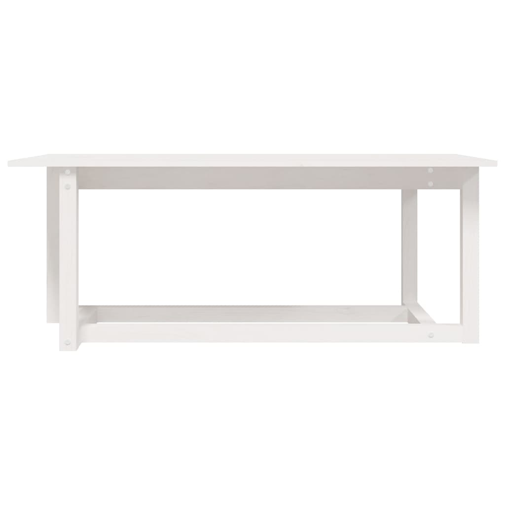 Table basse blanche 110x55x45 cm en bois de pin massif