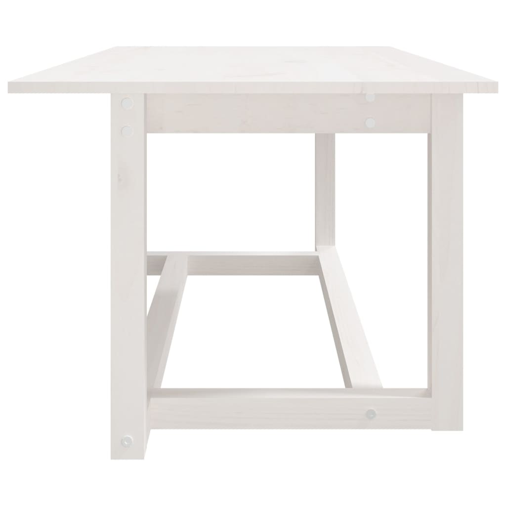 Table basse blanche 110x55x45 cm en bois de pin massif