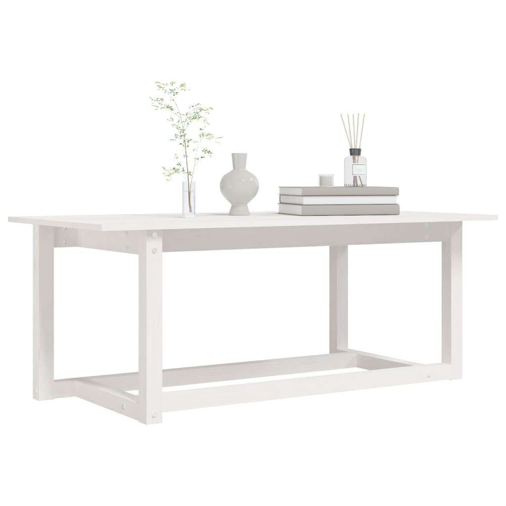 Table basse blanche 110x55x45 cm en bois de pin massif