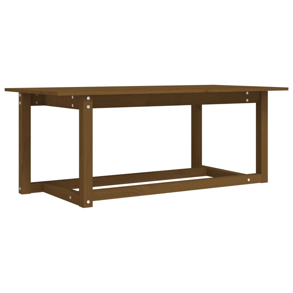 Table basse marron miel 110x55x45 cm en bois de pin massif