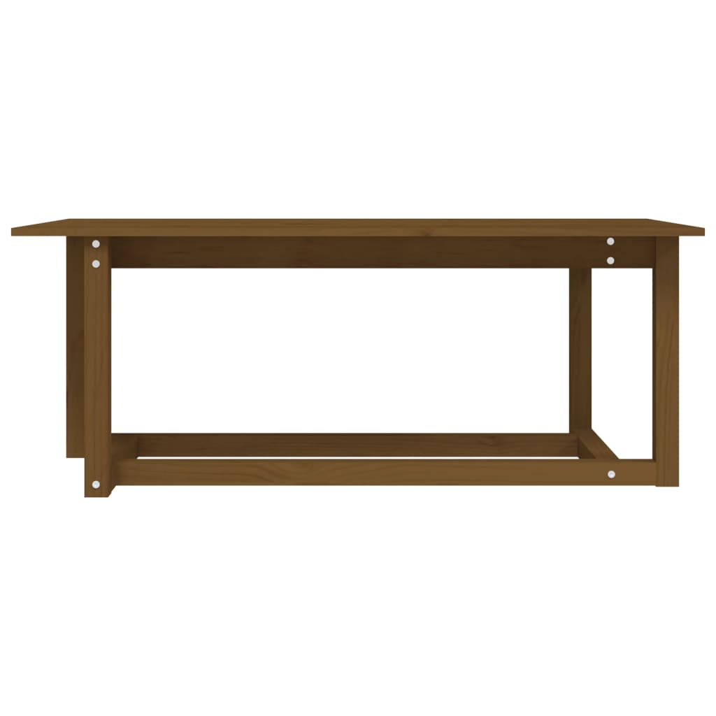 Table basse marron miel 110x55x45 cm en bois de pin massif