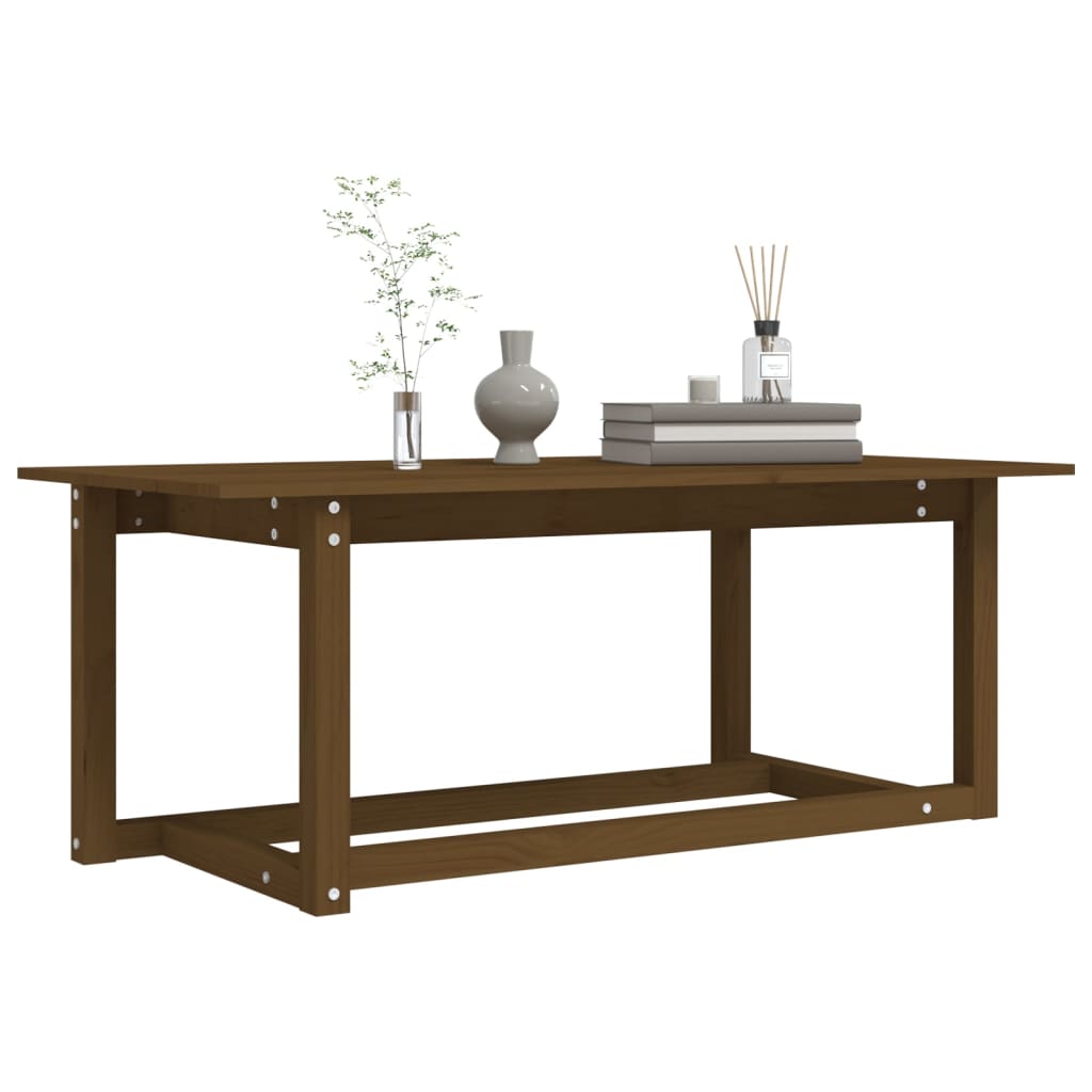 Table basse marron miel 110x55x45 cm en bois de pin massif